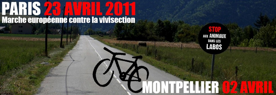 Avril 2011 : Montpellier->Paris à vélo contre la vivisection